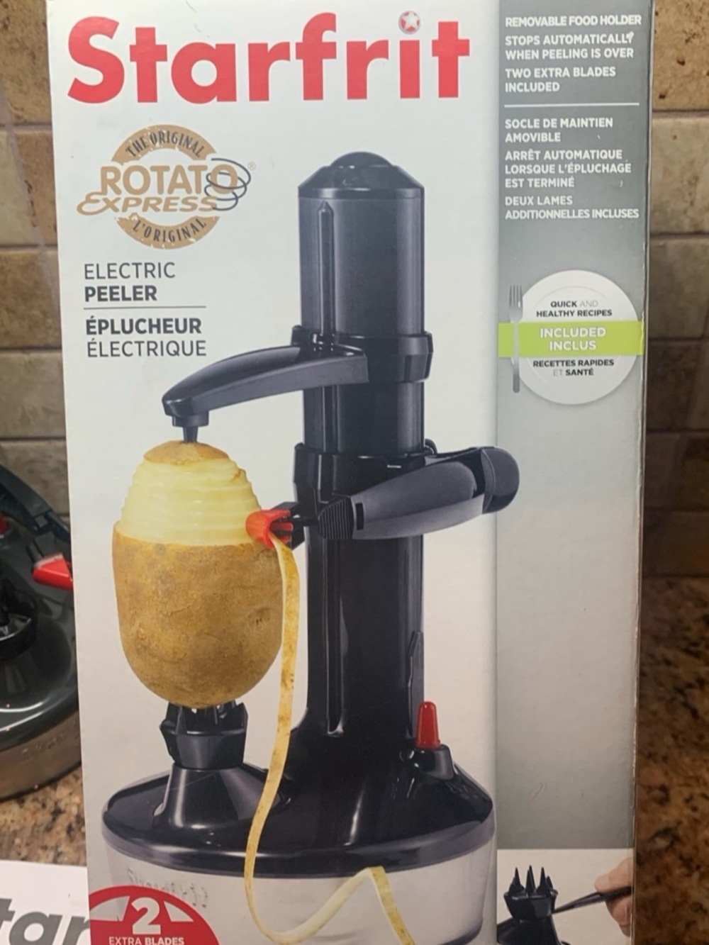 Starfrit Rotato Express electric vegetable and fruit peeler.
